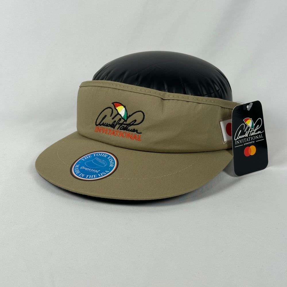 Vintage Arnold Palmer Invitational Golf Visor NWT Tan Imperial Mastercard USA